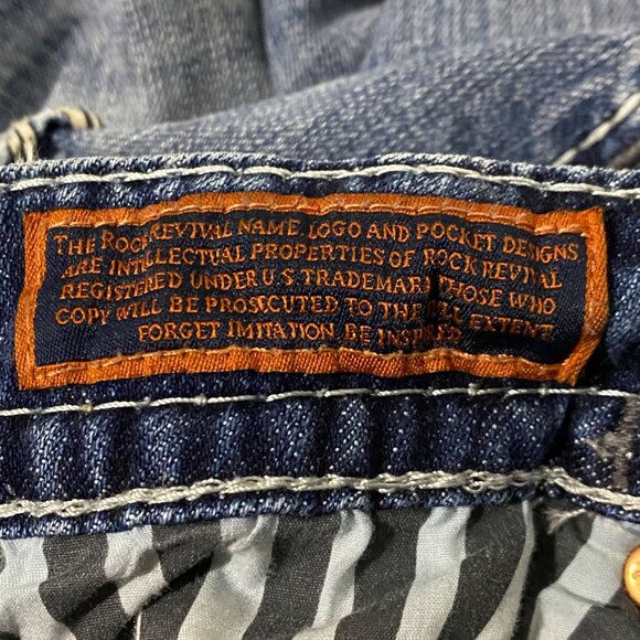 Rock Revival Mens Torin Boot Cut Jeans Size 38 Modern Western Edgy Urban Cowboy - Picture 6 of 10